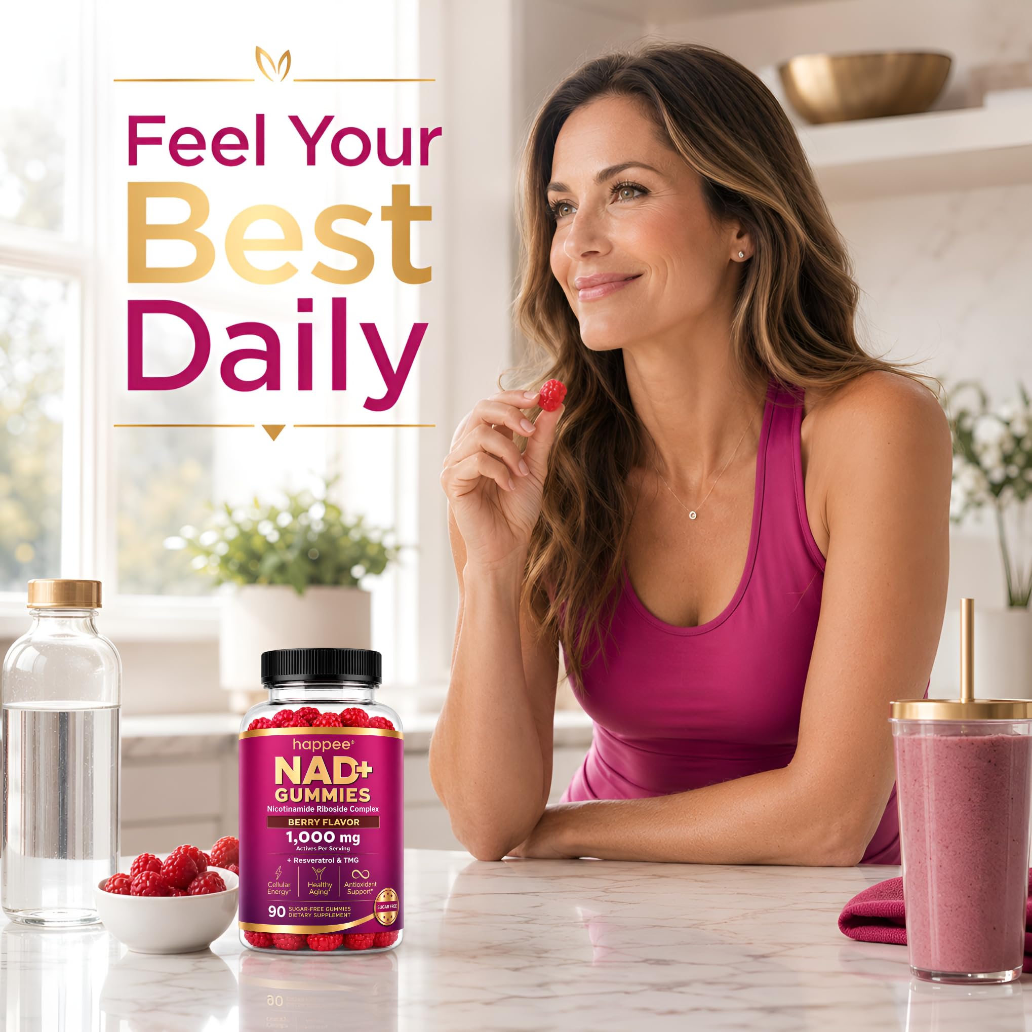 Happee NAD+ Gummies Supplement for Women & Men, Sugar-Free 1,000mg 90 Ct — Amazon image 8