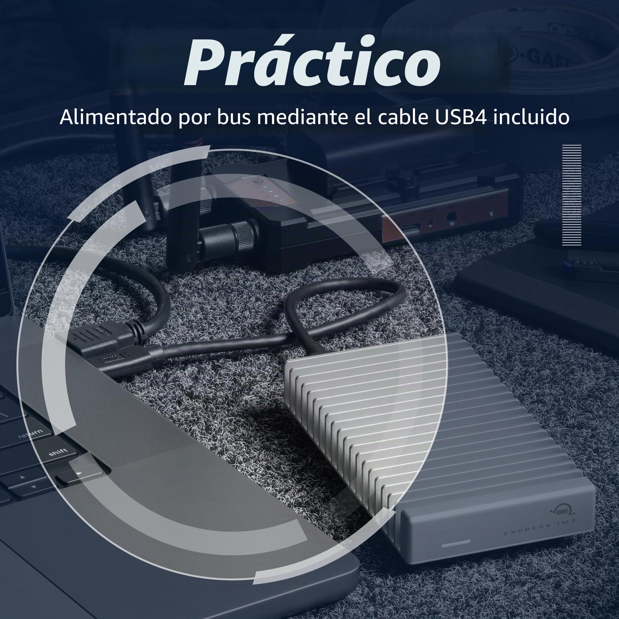 OWC 0TB Express 1M2 USB4 (80 GB/s) con alimentación por Bus NVMe SSD External Storage Solution (Solo Carcasa)