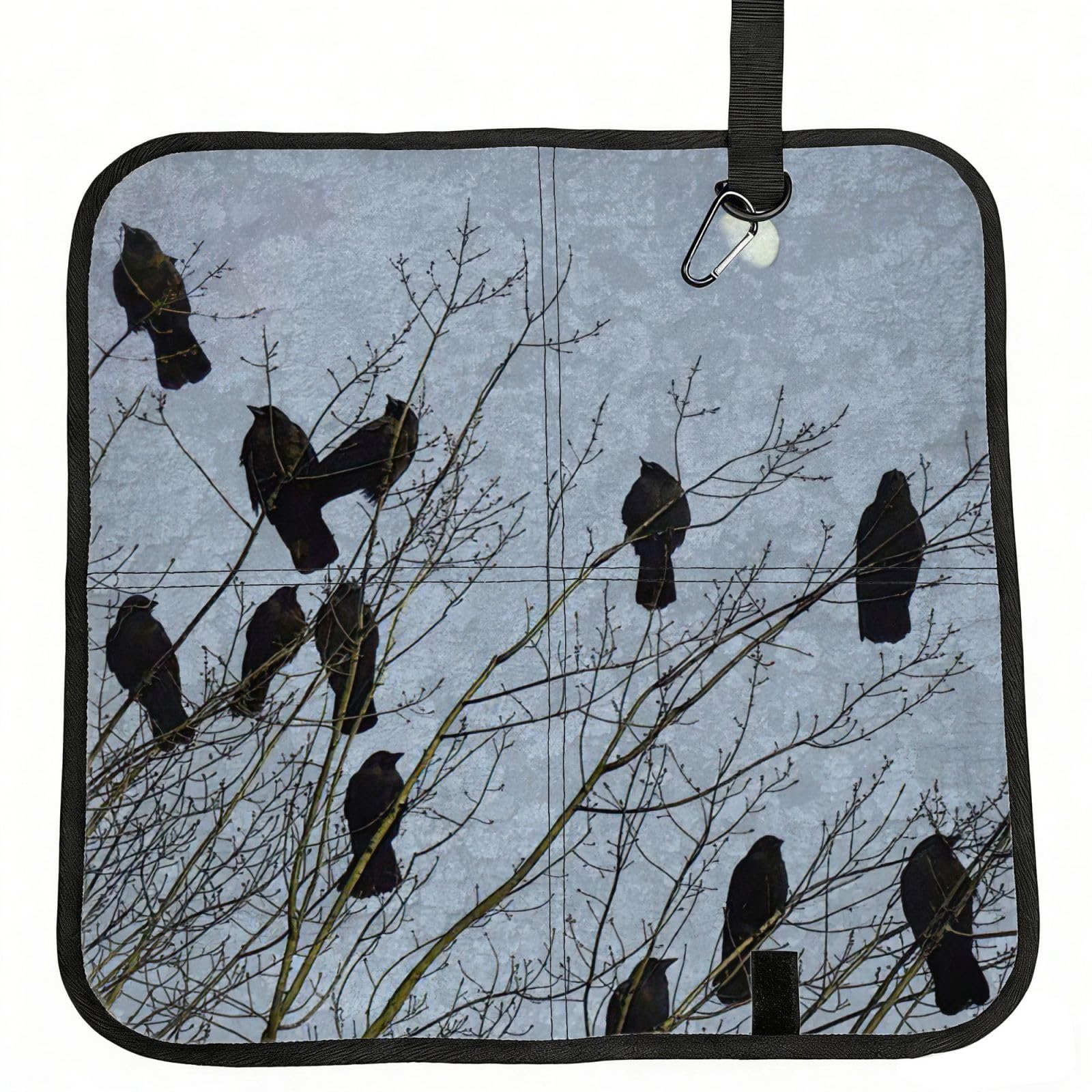 bghdfa Black Crow Birds Print Outdoor Sitting Mat Waterproof Oxford Cloth Seat Cushion Folding Foam Camping Seat For Picnic