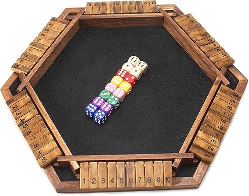 Miniatura 2 de AMEROUS Juego de dados de 1 a 6 jugadores mejorado, juego de mesa de madera con 16 dados para niños y adultos, aula familiar, fiesta en casa o pub
