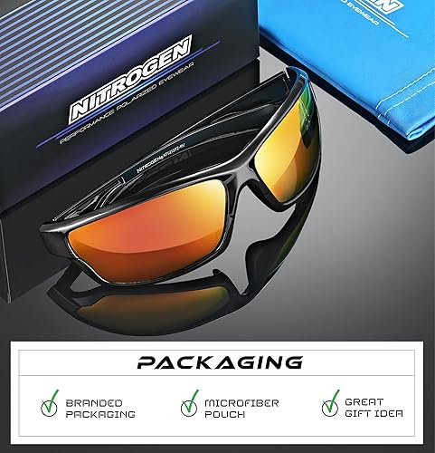 Miniatura 5 de Lentes de sol deportivos polarizados envolventes, negro, talla única Se ajusta a la mayoría