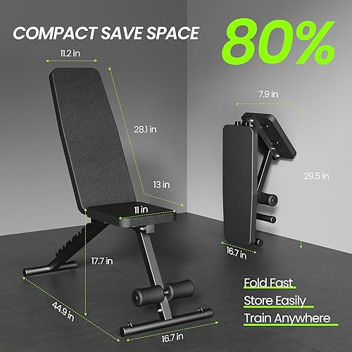 Miniatura 6 de Banco de pesas ajustable para gimnasio en casa, banco de entrenamiento plegable para ejercicio de cuerpo completo con mancuernas, banco