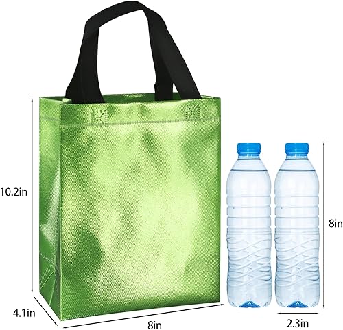 Miniatura 5 de BLEWINDZ 10 bolsas de regalo de tamaño mediano  Bolsas de compras reutilizables de 10.2 pulgadas con asas  perfectas como bolsas de recuerdo de