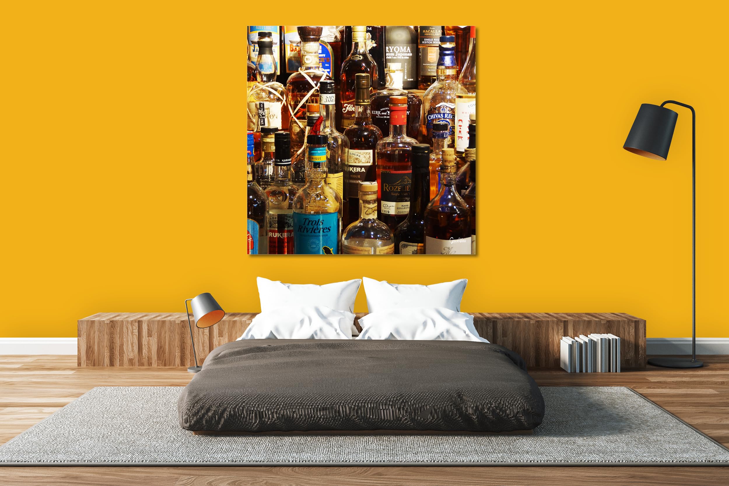 Glücksvilla - Drinks 3 - (Leinwand-Bild 5 cm, 120 x 120 cm) | div. Maße - aus DE - Kunstdruck XXL Deko Wandbild Quadrat - Getränke Bar Alkohol Restaurant