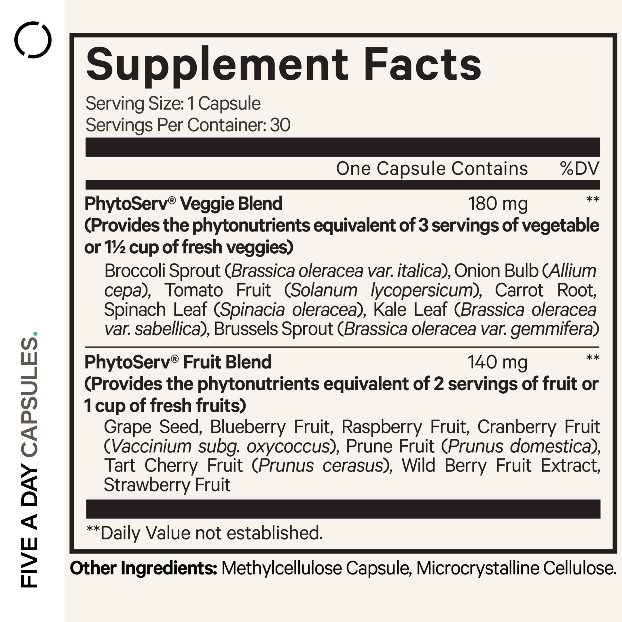 Codeage Instantfood Five A Day, Fruits and Veggies Nutrients, 30 Capsules — Amazon image 2