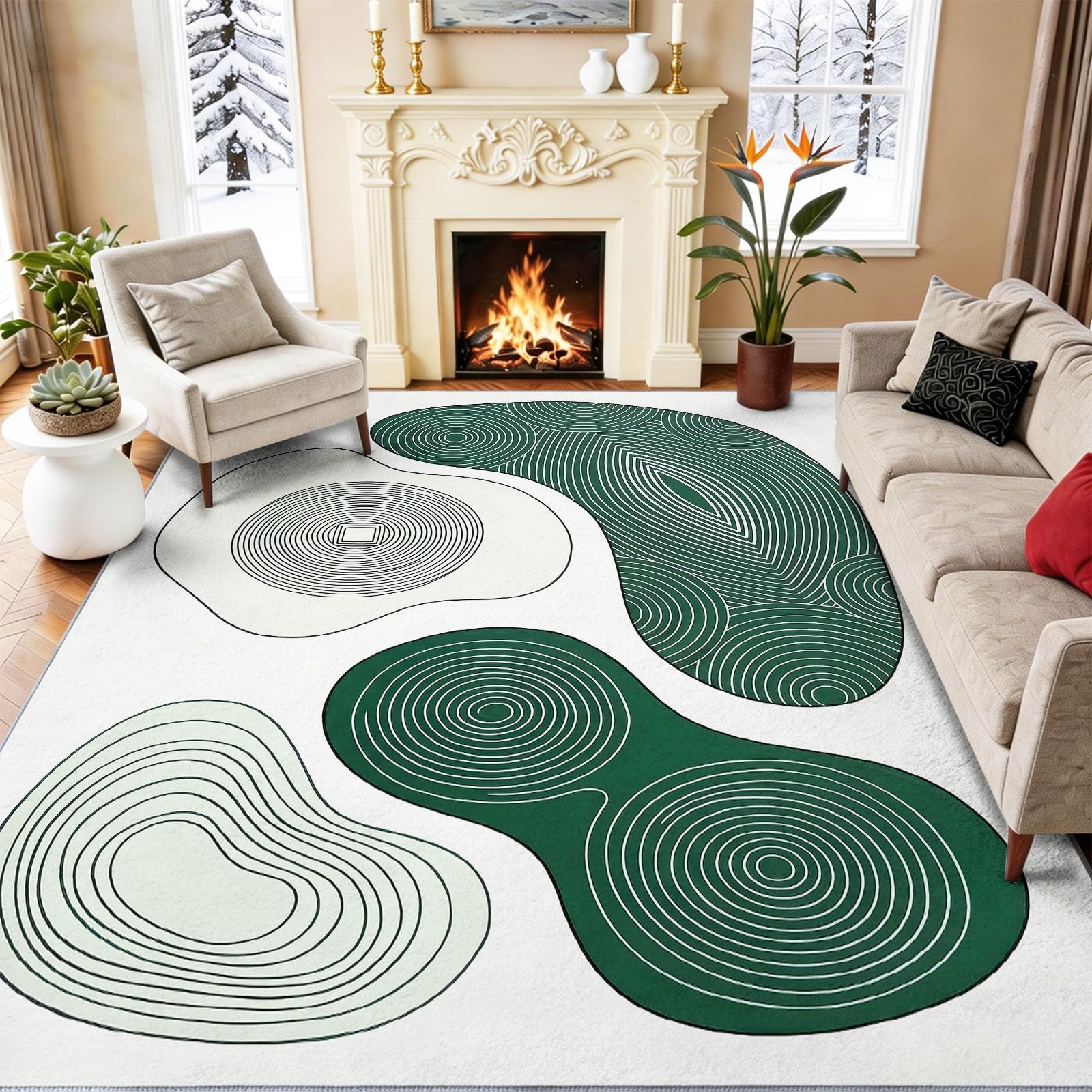 Tapis lavable en machine antidérapant et silencieux vert
