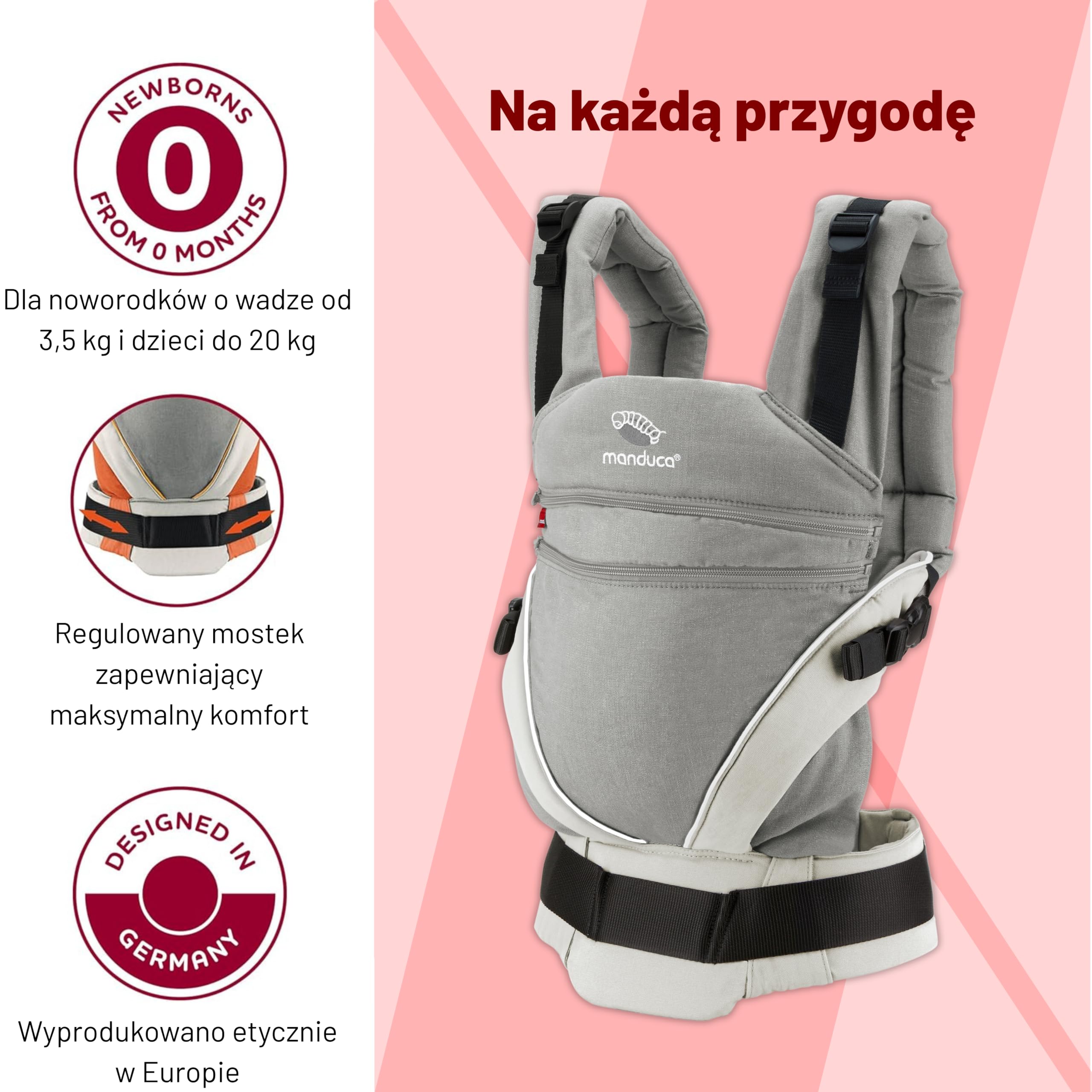Manduca 4250371704816 Nosidełko, Szary/Czarny, do 20 kg