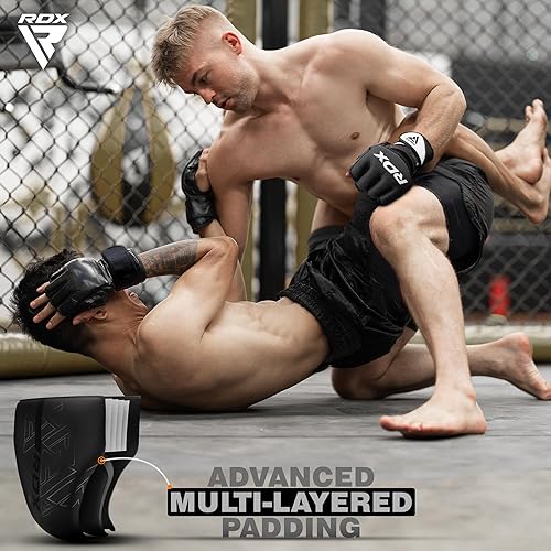 Miniatura 3 de RDX Protector de ingle para boxeo, Muay Thai, Kickboxing y lucha MMA, equipo abdominal de cuero de piel Maya para entrenamiento de artes marciales,