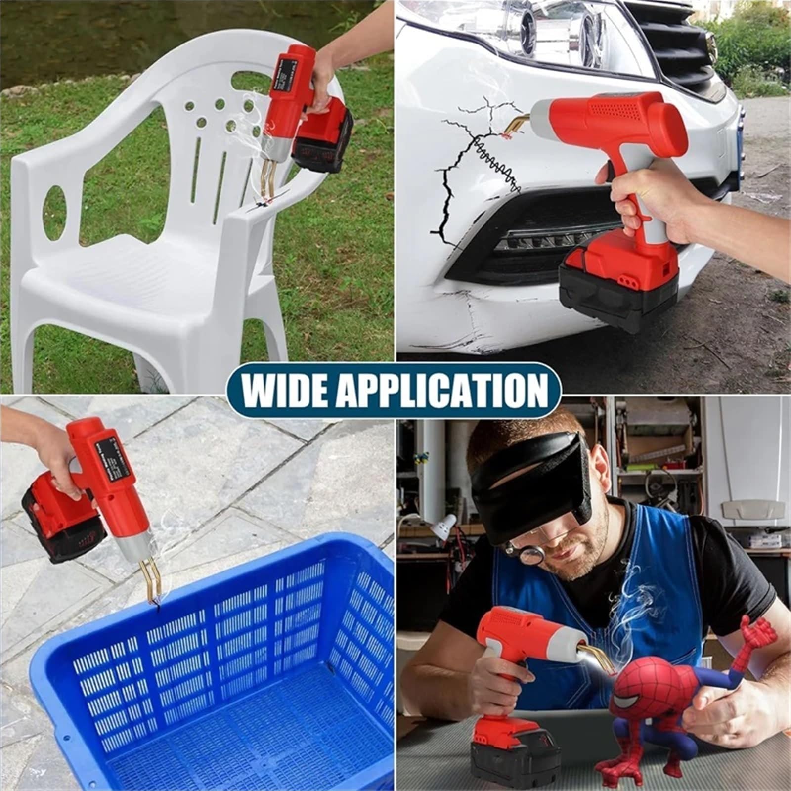 Bezprzewodowy pistolet spawalniczy do plastiku pasujący do Milwaukee 18 V do naprawy pęknięć zderzaka samochodowego DIY
