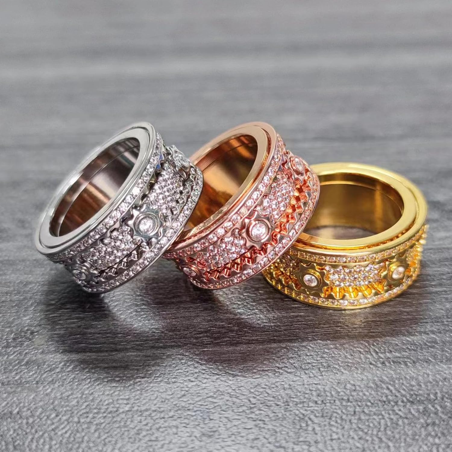 Mindfulness Rings for Women Zenvirala, The Mindfulness Ring, Spinner Ring with Gears, Silent Calm Rings for Stress Relief