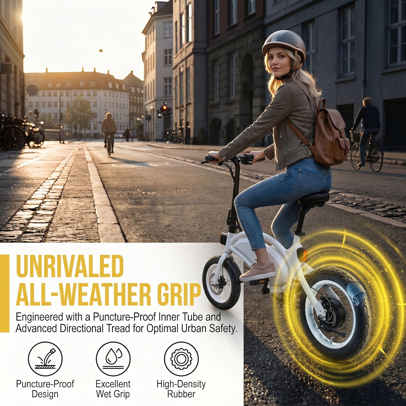 14x1.95 Pneumatico per Bici Elettrica con Camera D'aria, 14 1.95 Kit Pneumatico Antiforatura per Bici Pieghevole, Resistente e ad Alta Trazione, Colore Nero