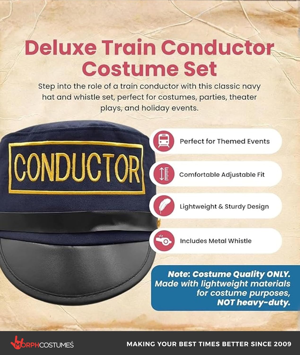 Nicky Bigs Novelties Train Conductor Hat, Train Engineer Hat, Polar Express Conductor Hat, Trains Conductor Costume, Trains Engineer Costume