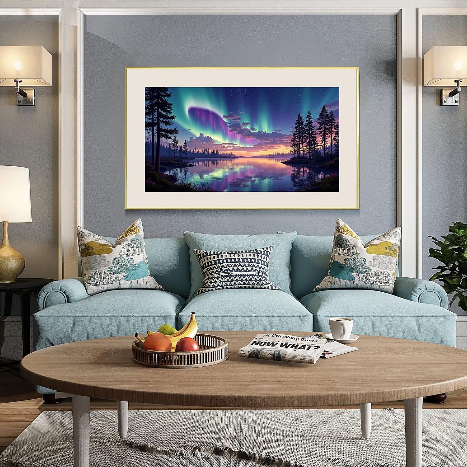 JOOZ Large Diamond Art Kits for Adults DIY 5D Aurora Diamond Painting Kits for Adults Full Drill Landscape Diamond Painting Scenery Gem Art Kits for Gift Home Wall Decor 27.5x15.7 Inch