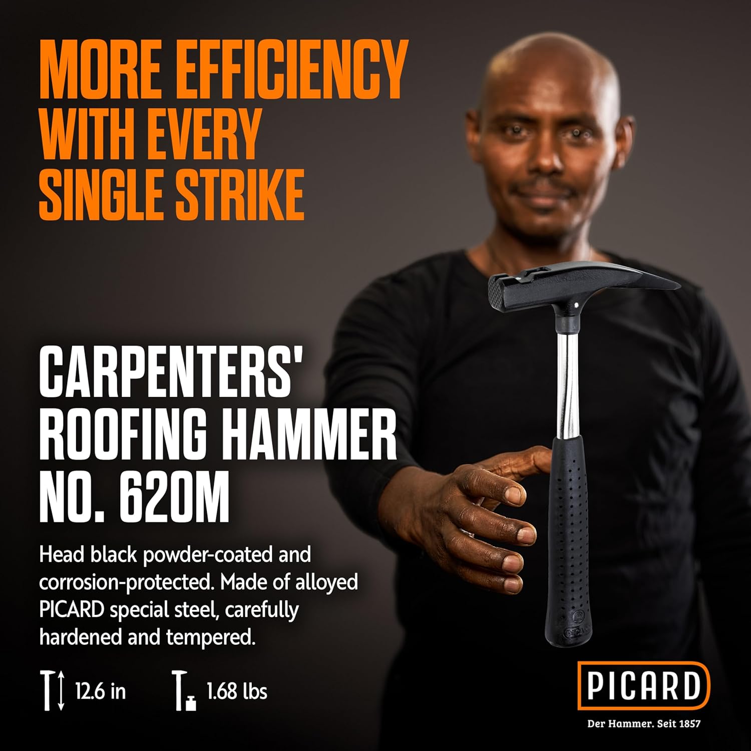Picard 0062010 Carpenters roofing hammer VPA-GS rough, Black