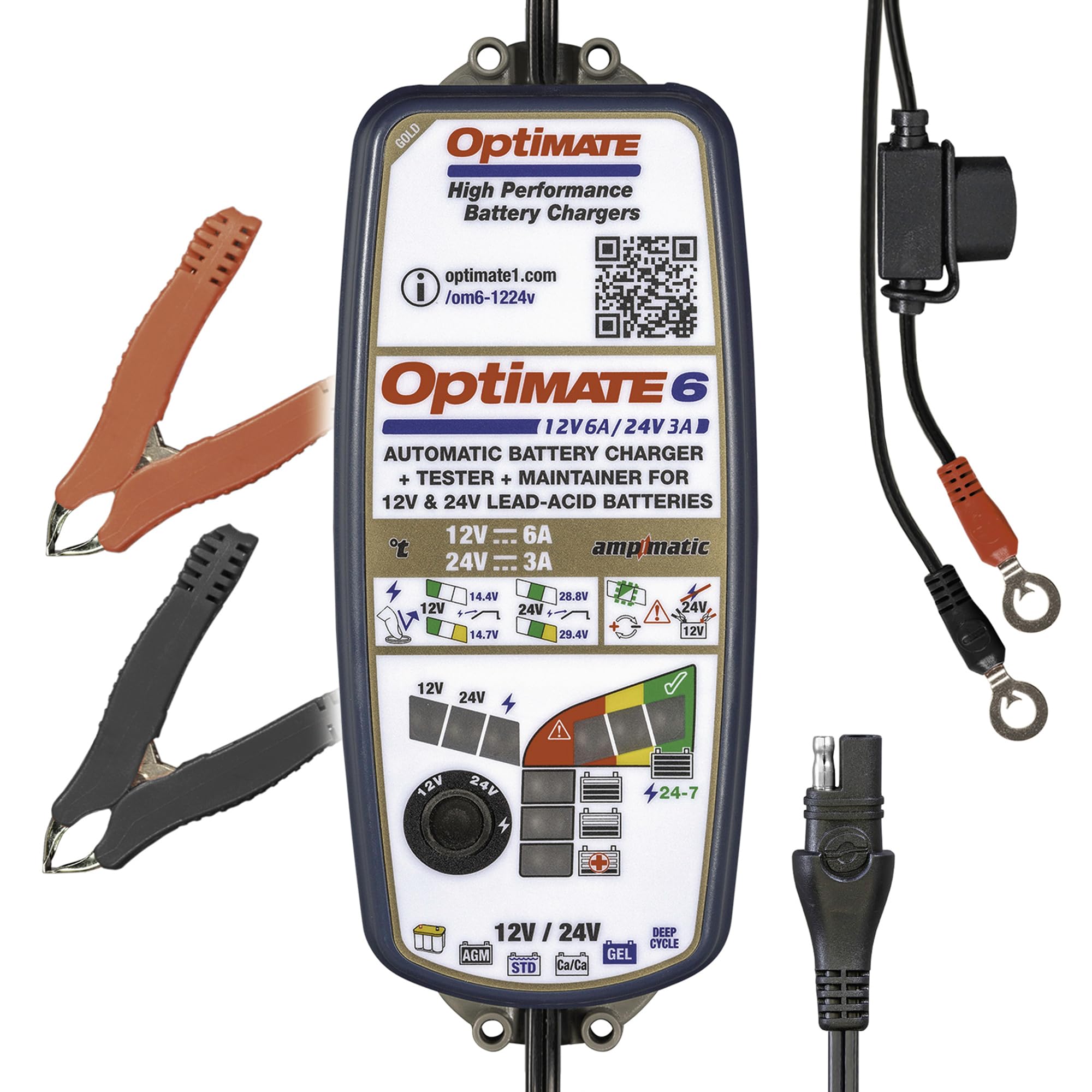 Amazon.com: Optimate 6 12V/24V - 12V 6A / 24V 3A, TM-381, 8-Step