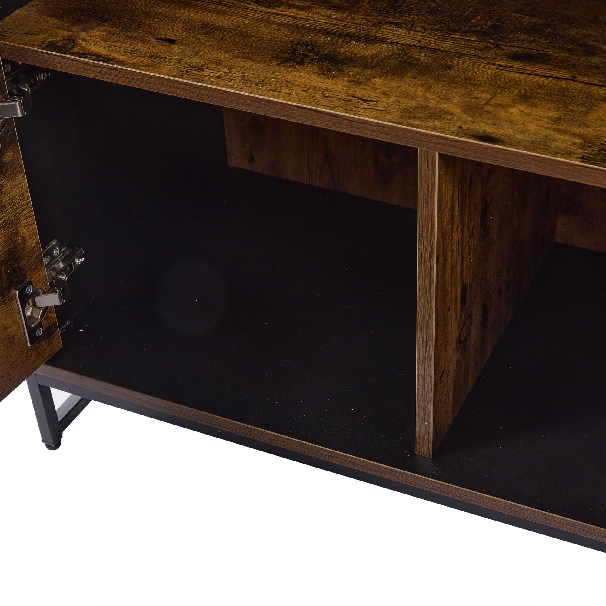 Merax Vetrina trasparente con illuminazione LED, libreria 2 ante 2 cassetti, vetrina da collezione, vetrina per vino, soggiorno, sala da pranzo, ufficio, vintage, marrone