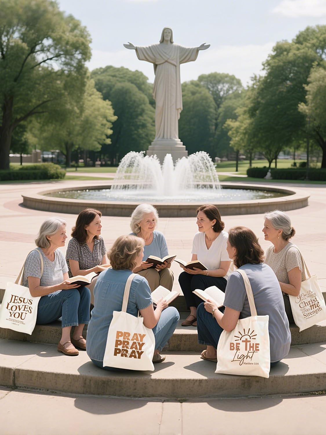 Christian Floral Boho Book Tote Bags Bulk for Women Bible Canvas Totes Reusable Religious Bible Verse Grocery Bags