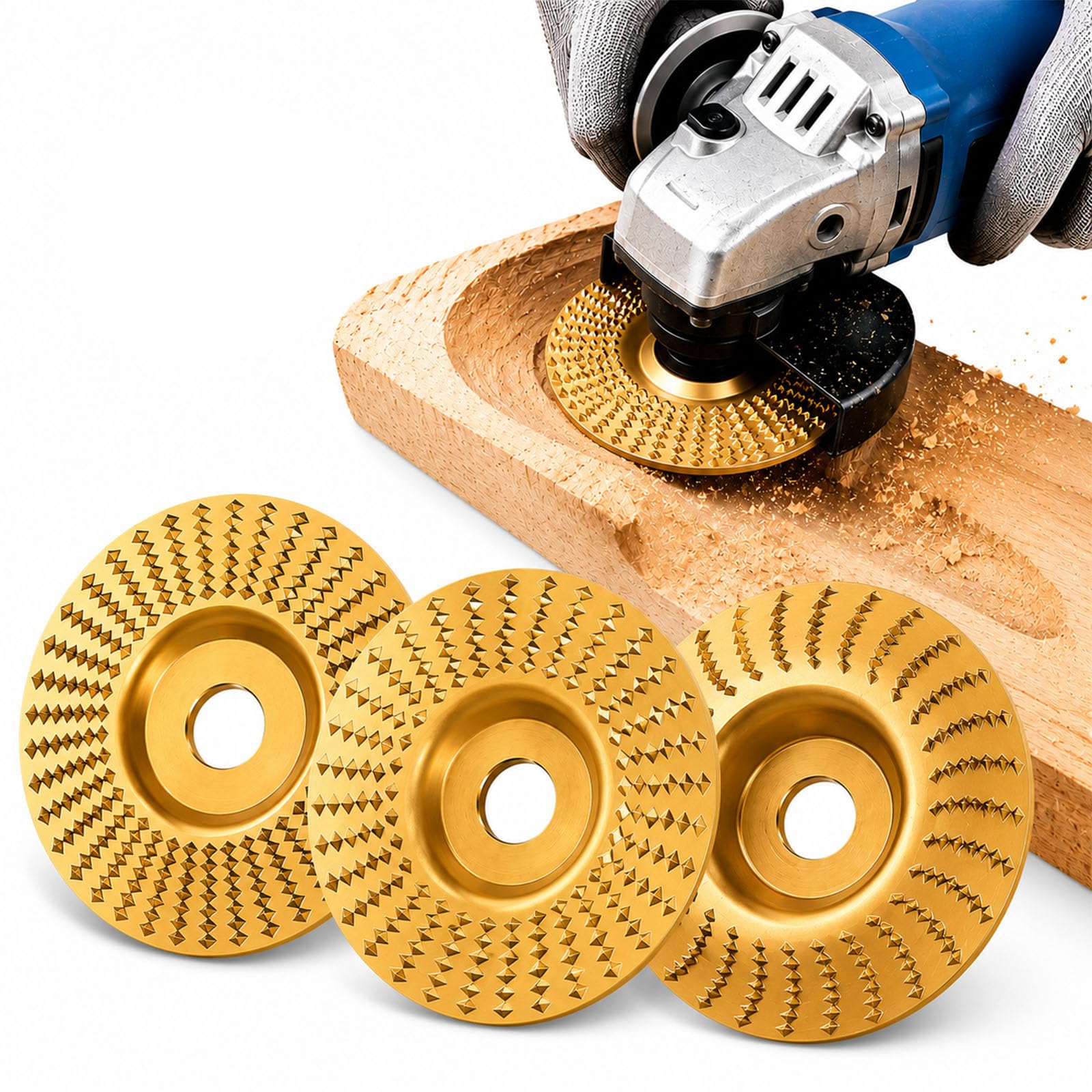 Wolframkarbid Holzschleifscheibe 125mm für Winkelschleifer, Holzschnitzscheibe mit 22,2 mm Bohrung, Raspelscheibe Holz zum Schleifen, Formen, Schnitzen, Entgraten und Trimmen von Holz (3 Mix)