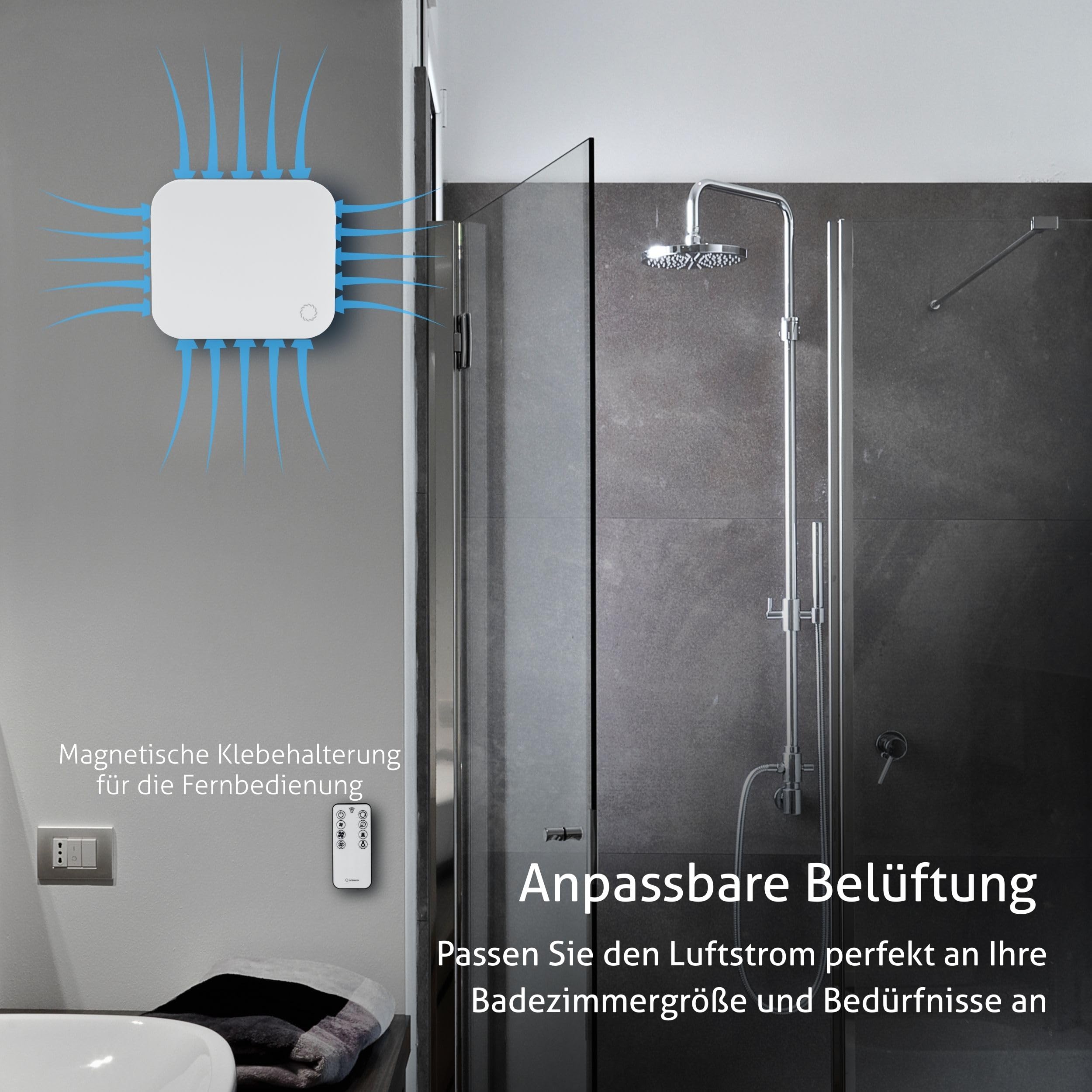 Turbionaire Trend Plus 100 WM 100 mm Leise Badlüfter, Fernbedienung, Multifunktion, 7 Geschwindigkeiten + Boost, 22dB, Rückstauklappe, Timer, Energiesparend 5,7 W, 3 Jahre Garantie