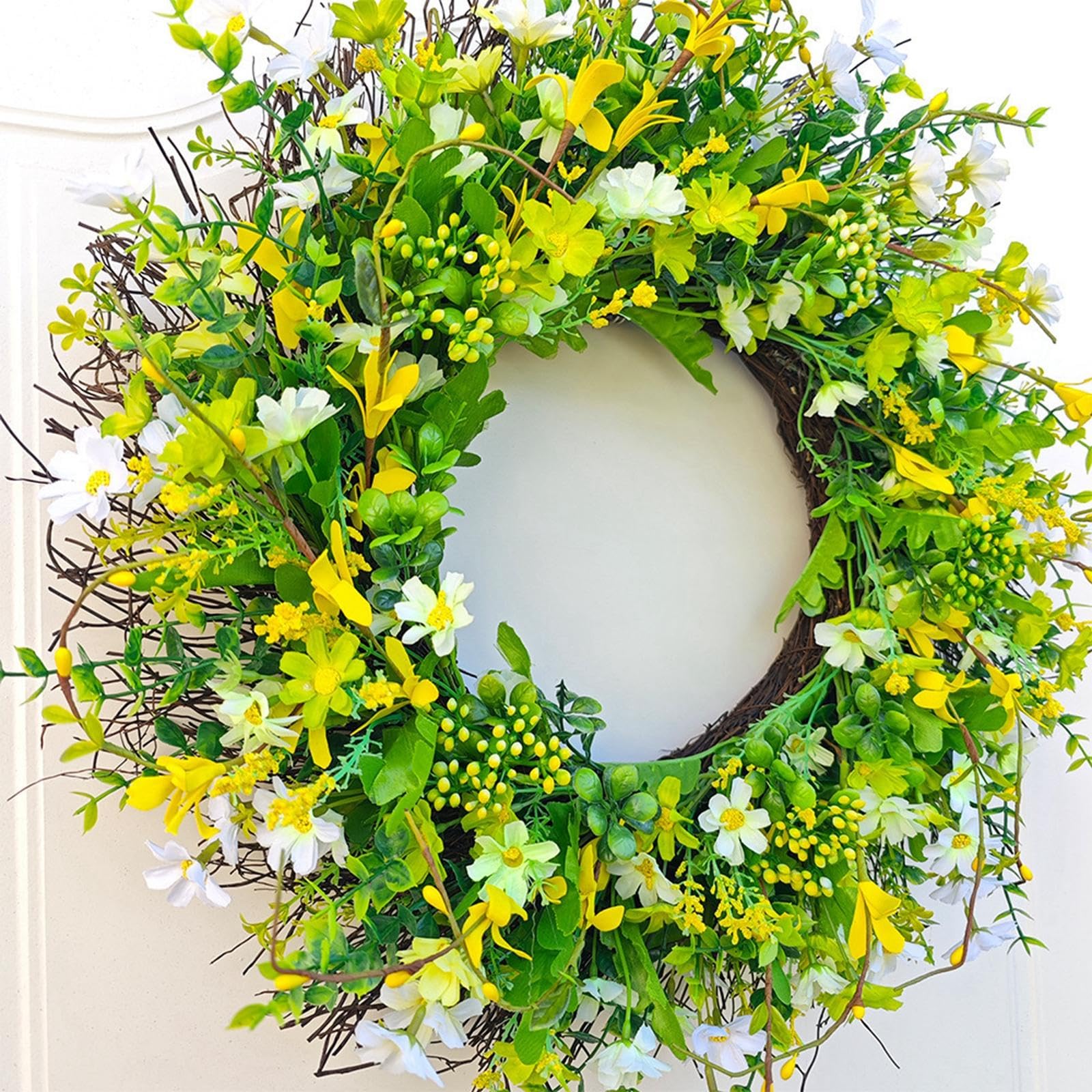 Fenteer Ghirlanda di Appesa alla Moda Semplice Ghirlanda Artificiale per Porta D'ingresso Ghirlanda Primaverile Estiva per Portico, Patio, Pare, 40 cm