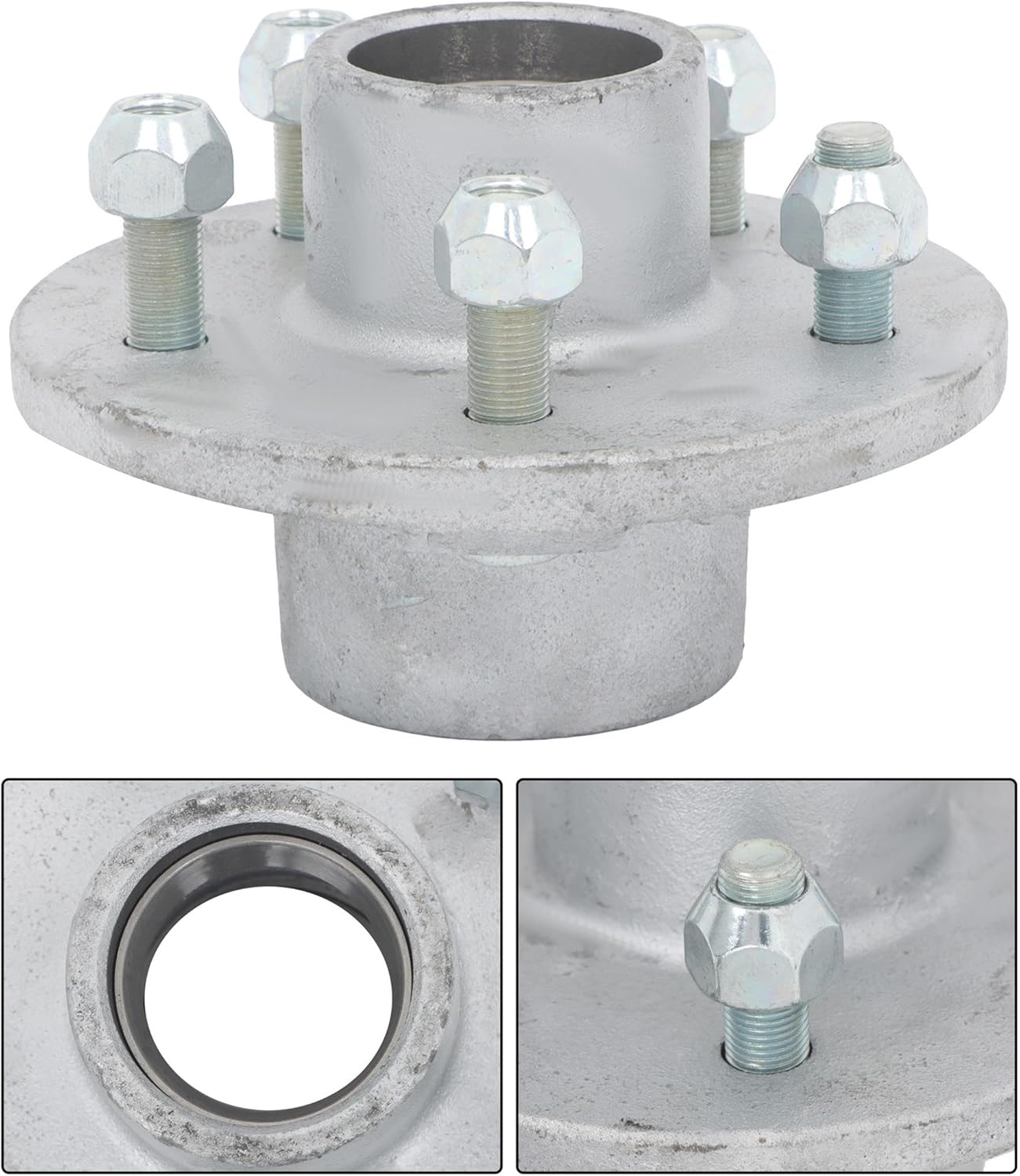 Set of 2 Galvanized 5-Lug 4-1/2 Inch Boat Trailer Hub kit with Bearings L44649 L68149 Suiable for #84 Spindle