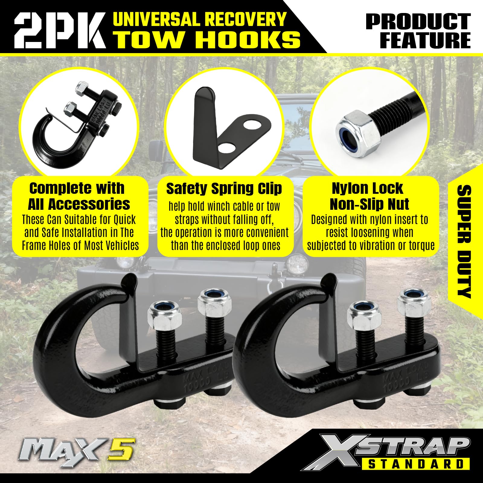 XSTRAP 2PK uniwersalne haki holownicze, 4,535.9 kg