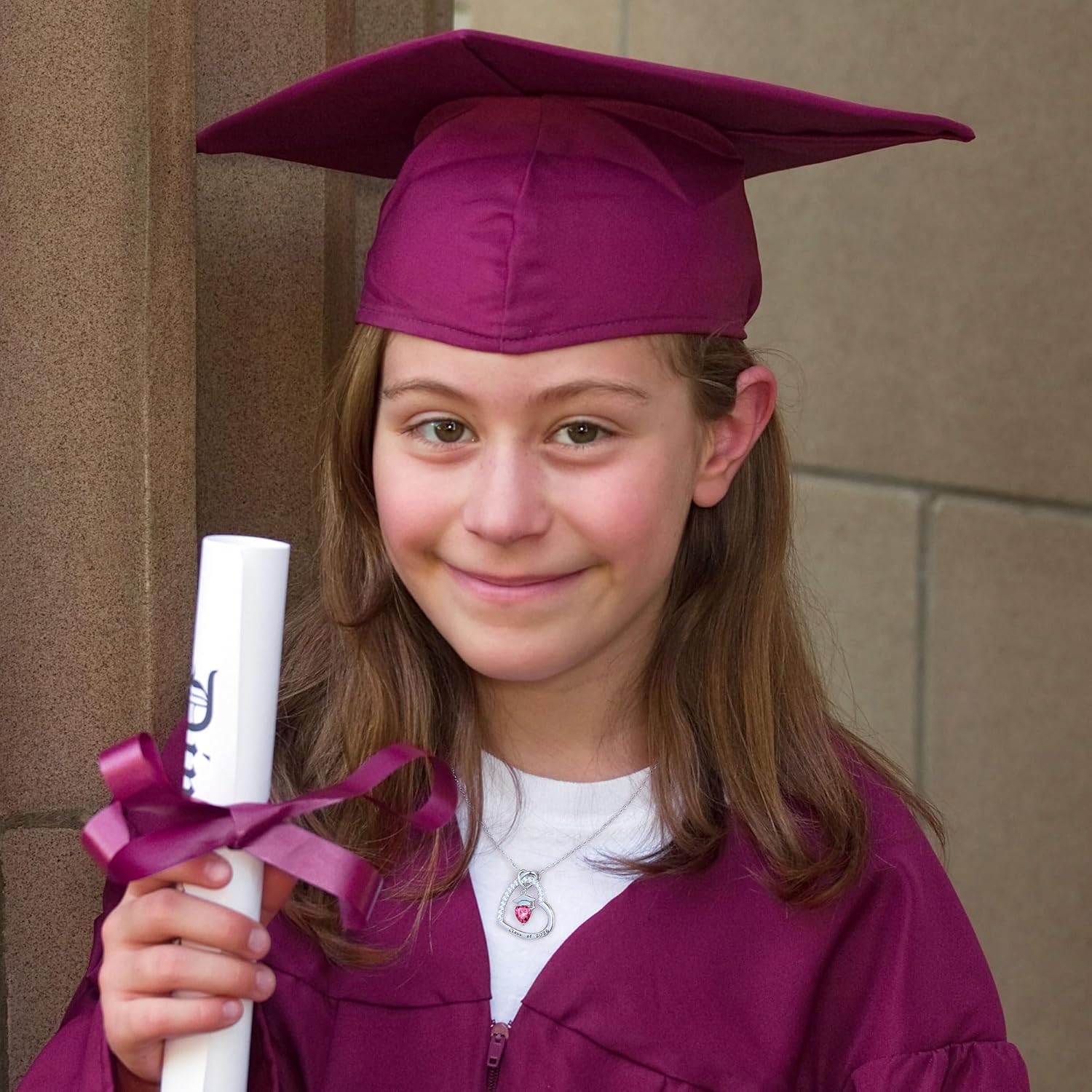 Turandoss 2026 Graduation Gifts - S925 Sterling Silver Heart Pendant Birthstone Graduation Cap Necklace Class of 2026 College High School Masters Degree Inspirational Gifts for Women