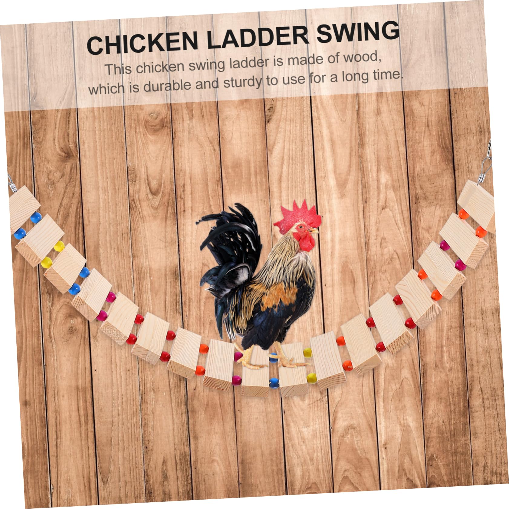 Happyyami Escalera De Madera Natural para Gallinas Juguete Columpio y Perchero para Aves De Corral para Entrenamiento y Entretenimiento De Pollos y Aves