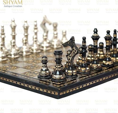 Miniatura 2 de Collectible Premium Luxury Brass Chess Pieces Chess Set Board Game Chess Sets for Adults, Kids Gift (14X14X5)