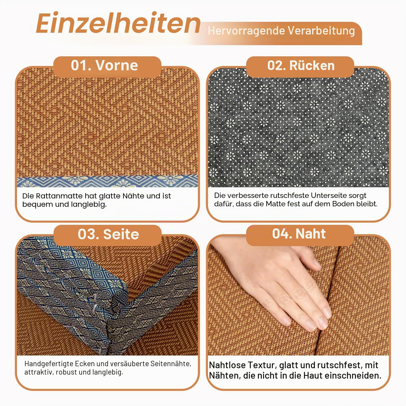 Japanische Tatami Matte, Natürliche Kokosfaser, Faltbare Matratze, Futon Boden Schlafen Teppich für Meditation Yoga Zen, 60x180x3.5cm, Braun
