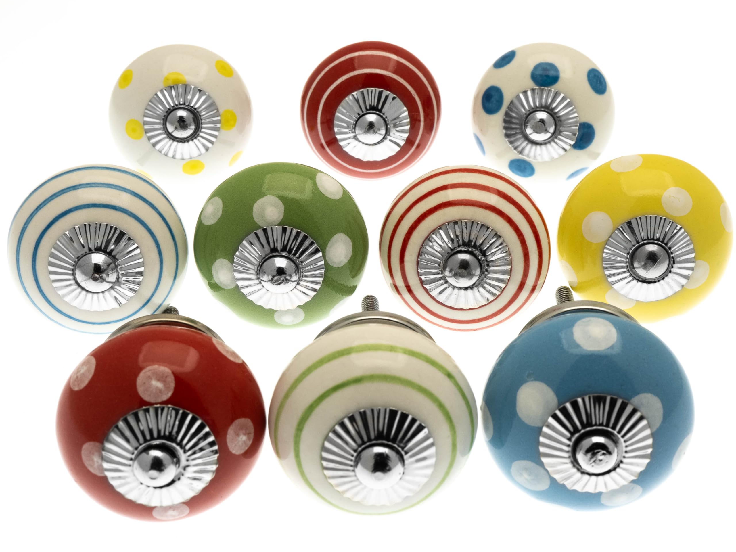 Mango Tree Cupboard Knobs Decorative Mixed ColoursRedGreenBlue And Yellow Ceramic Door And Drawer Handles Set Of 10