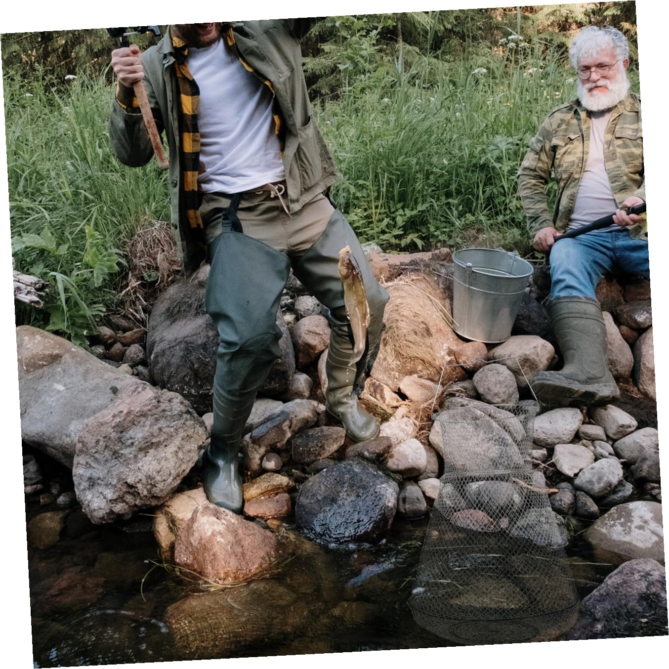 YARNOW Bolsa de Acero Inoxidable para Pesca en Agua y Salada, Canasta Plegable Fácil de Doblar y Resistente, Protector Robusto para Peces y Cangrejos