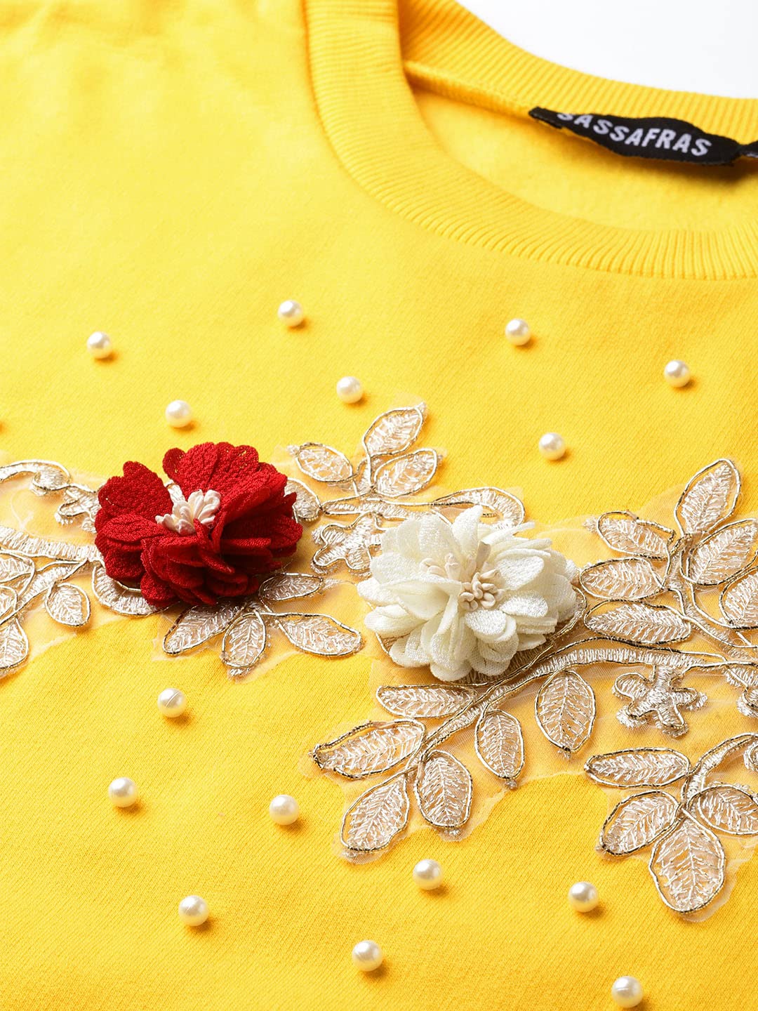 SASSAFRAS Yellow Floral Patch Sweatshirt 3