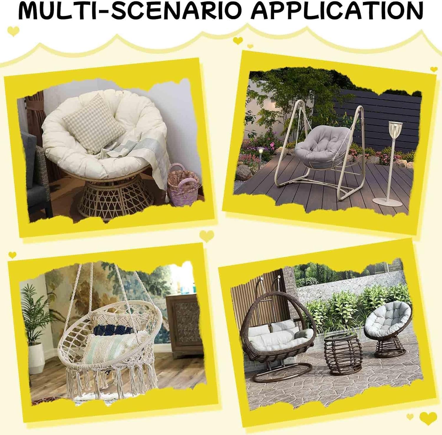 Cuscino da Seduta Sospeso Cuscino Rotondo per Poltrona Cuscino per Poltrona Sospeso Esterno Giardino Impermeabile per Sedia a Dondolo Cuscino Rotondo(G4,80x80cm)