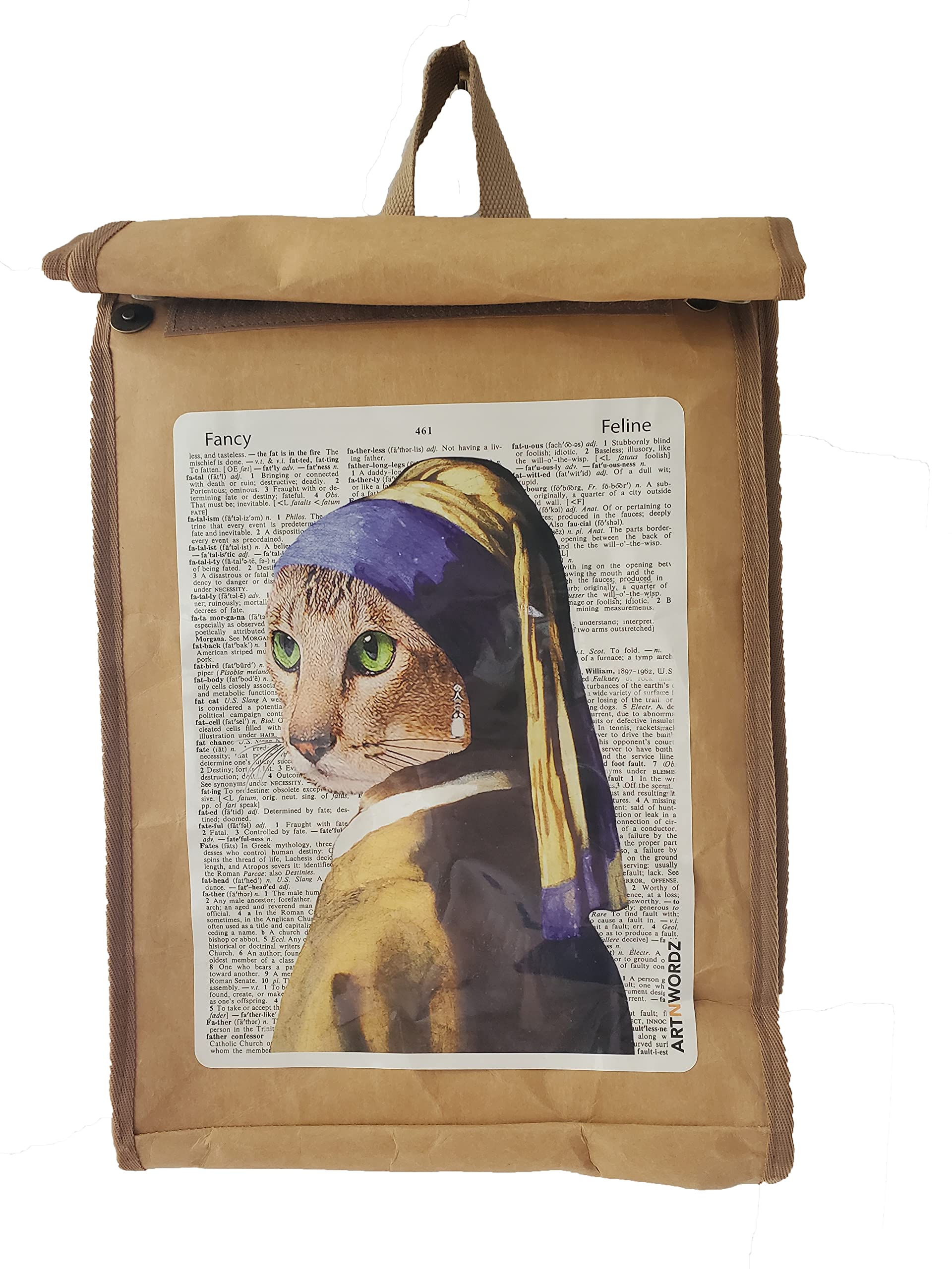 Artnwordz Blue Cat with Pearl Earring Tyvek All Purpose Insulated Backpack