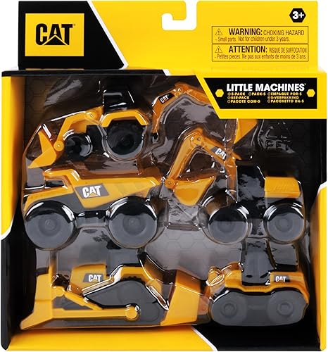 Miniatura 4 de CatToysOfficial, CAT Little Machines Juguetes con 5 piezas, camión volquete, cargador de ruedas, bulldozer, retroexcavadora y vehículos excavadores,
