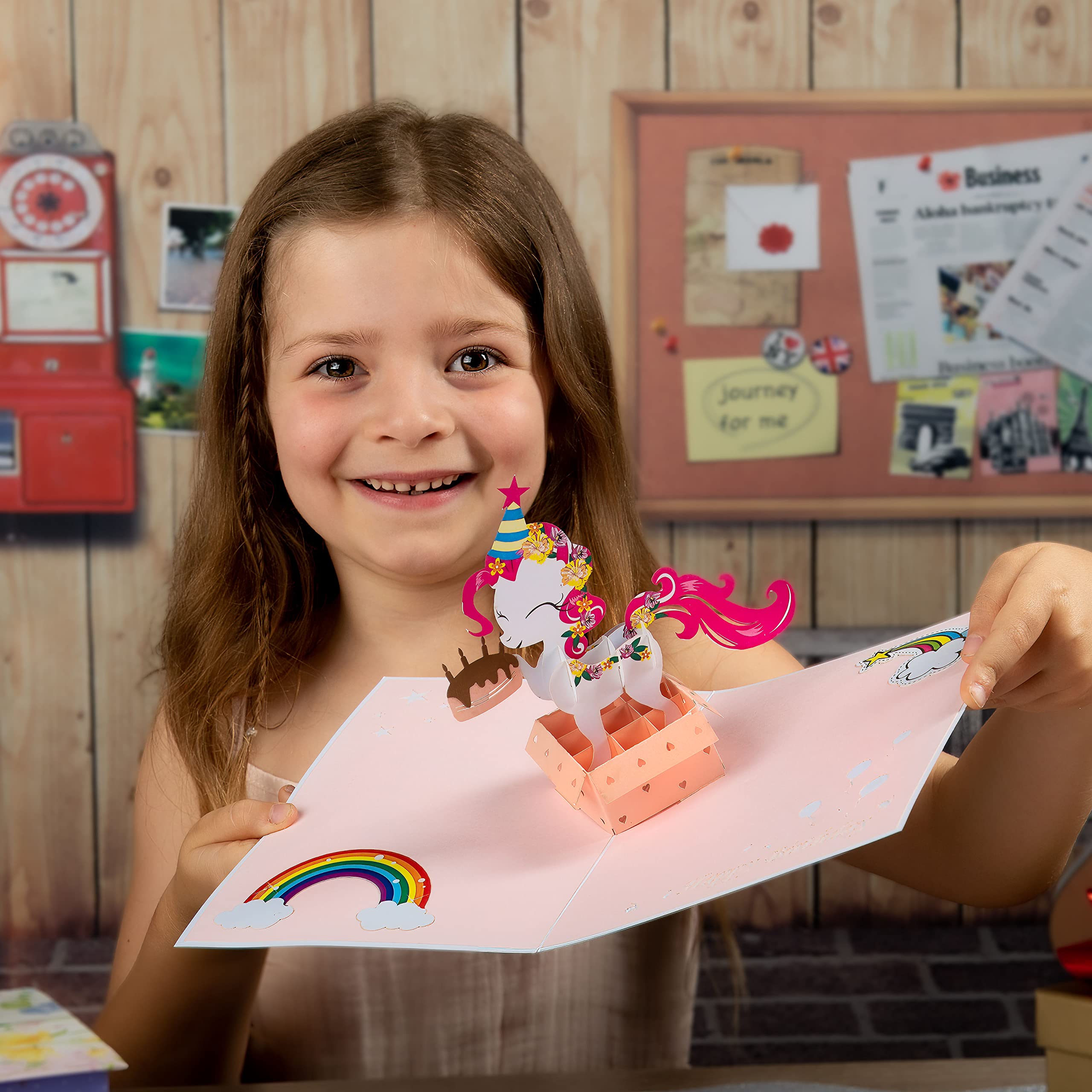 Amazon | DEVINE ピンクポニー ポップアップカード 封筒付き (8インチ