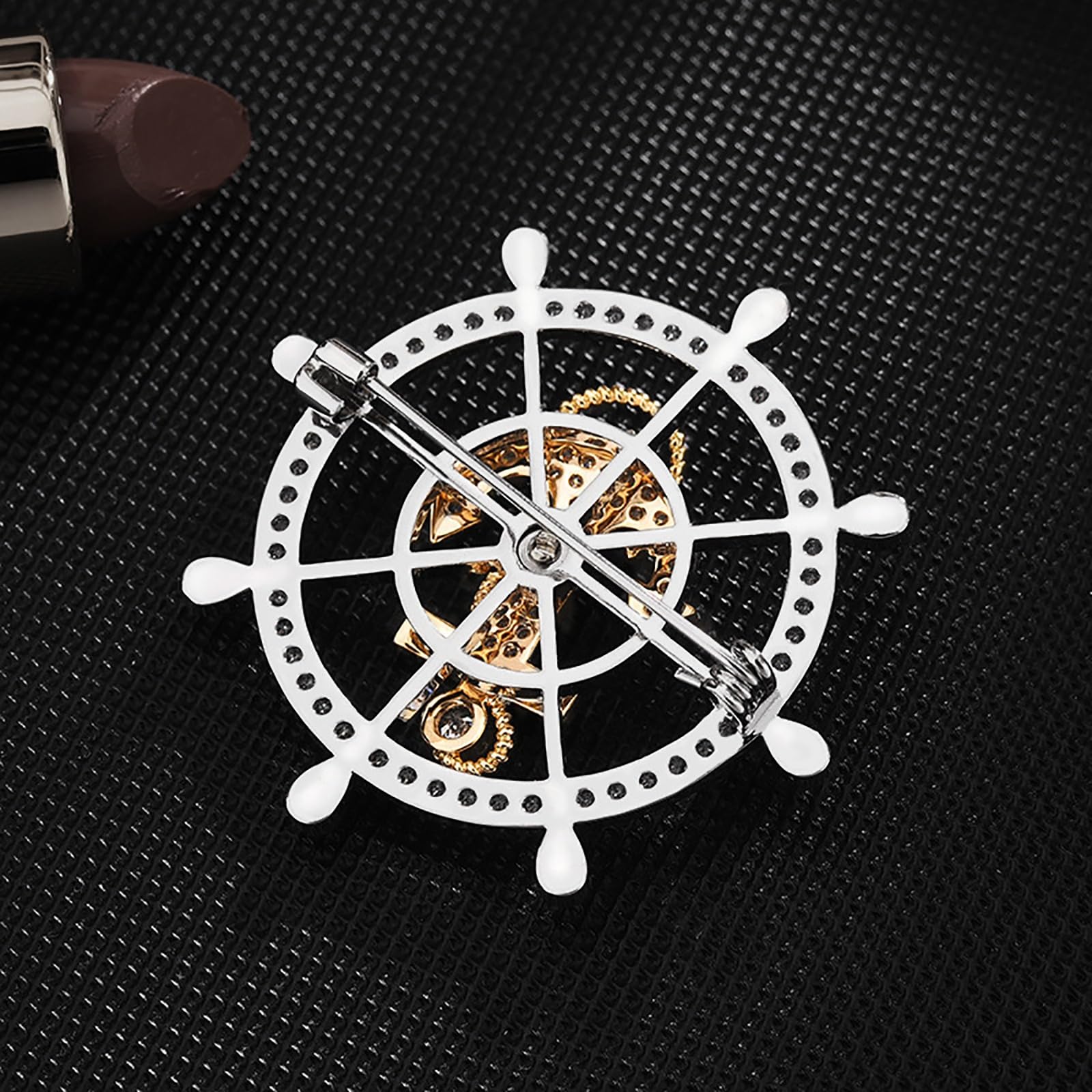 Pin de Traje Broche for Hombre, Insignia con Cierre, Ramillete de timón Giratorio Accesorio para Camisa de Traje
