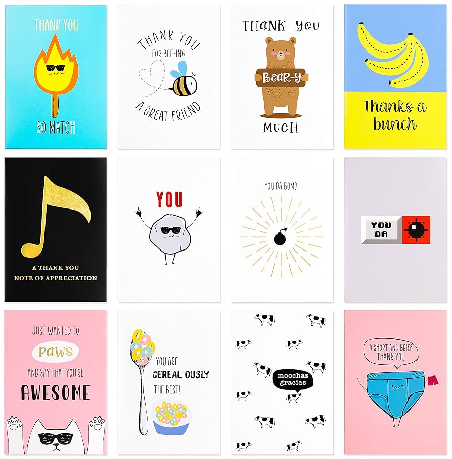 Amazon.com : 【12 Pack】Large Funny Thank You Cards – Big Size 5 x 7 Inch – Appreciation Cards and Pun Cards Printed on Premium Thick 350 GSM Paper – 12 Unique Eye amazon-com-12-pack-large-funny-thank-you-cards-big-size-5-x-7-inch-appreciation-cards-and-pun-cards-printed-on-premium-thick-350-gsm-paper-12-unique-eye