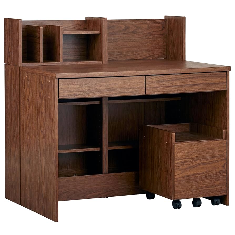 ブラウン 学習机 引き出し5つ 椅子付き ブラウン 学習机 引き出し5つ 椅子付き 事務机・学習机