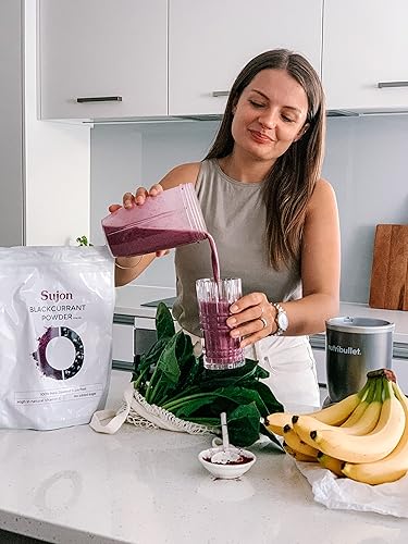 Miniatura 3 de Sujon Polvo de grosella negra, hecho de grosellas negras 100% enteras de Nueva Zelanda, liofilizado y en polvo, 6.3 onzas, suministro para 30 días,