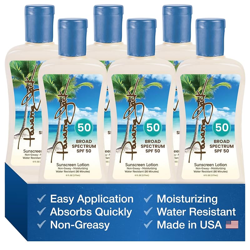 Loção protetora solar corporal Panama Jack SPF 50, Pacote com 6 unidades