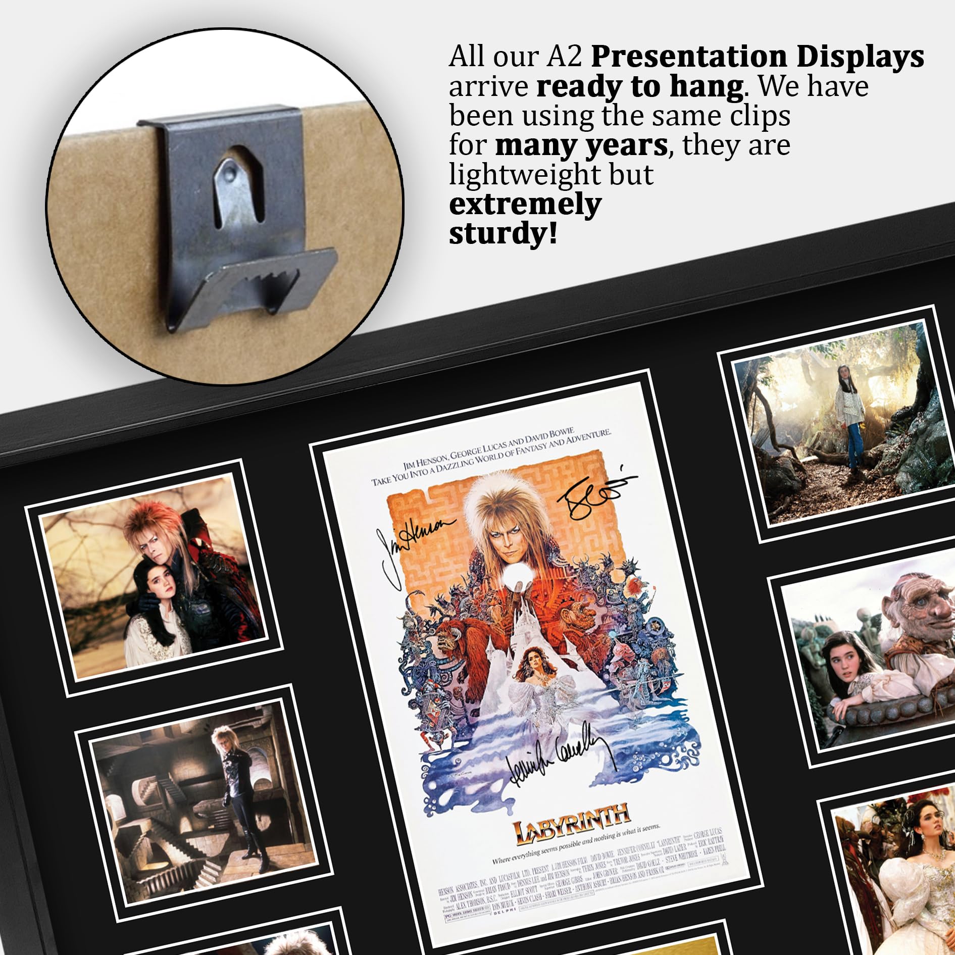 HWC Trading Labyrinth Geschenke Geducktes Signiertes Autogramm Präsentationsdisplay für Fans von Film Memorabilien - A2 Gerahmt