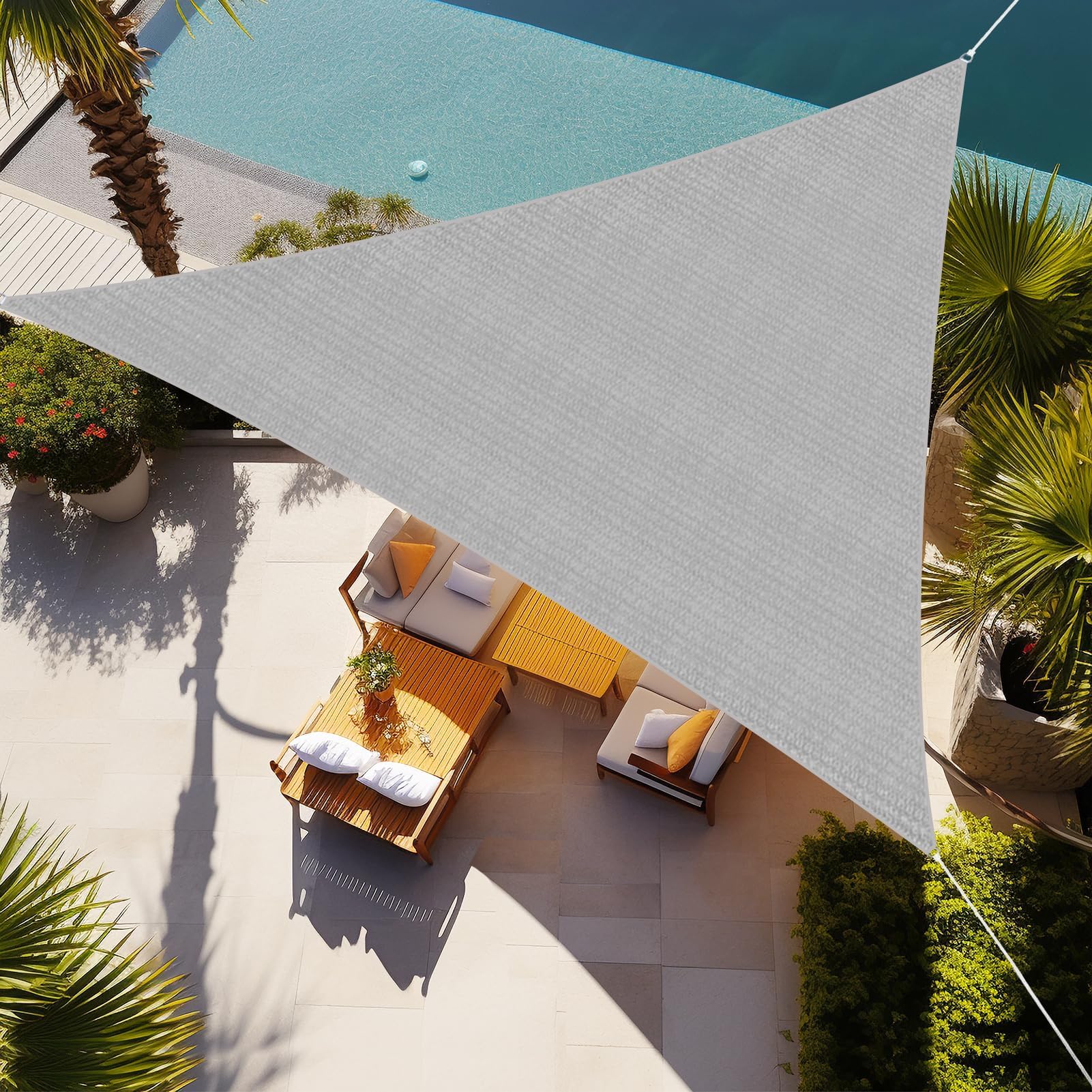 Shade&Beyond Sonnensegel Dreieckig | Premium HDPE | UV-Schutz 50+ & atmungsaktiv | für Garten, Balkon, Terrasse | inkl. Befestigungsseile | Größen anpassbar