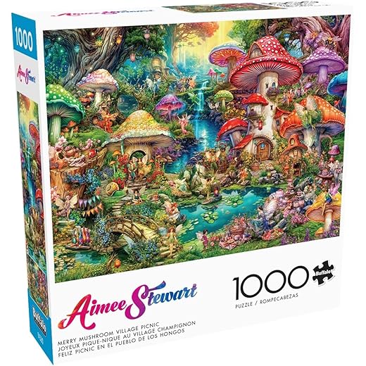 Buffalo Games - Aimee Stewart - Merry Mushroom Village Picnic - 1000 Piece Jigsaw Puzzle for Adults -Challenging Puzzle Perfect for Game Nights - Finished Size is 26.75 x 19.75