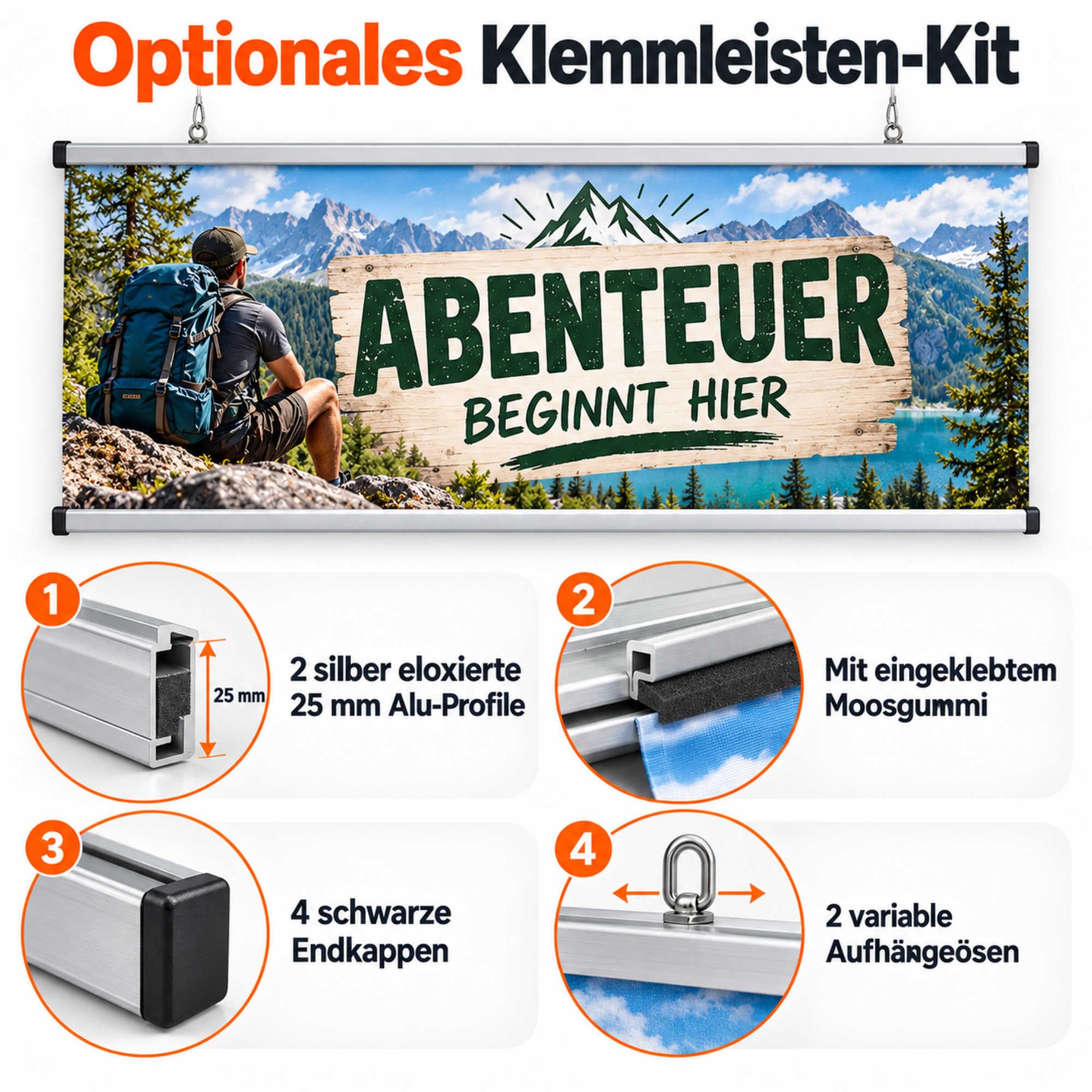 Getränke - Werbeplane 200x100 cm - 510 g PVC Banner Plane für Innen und Außen - wetterfest für Außenwerbung Innenbereich Geschäft Marktstand Veranstaltung Gastronomie