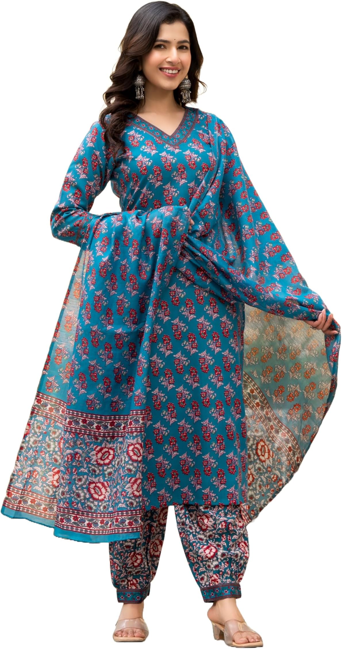 KLOSIAWomen Viscose Straight Floral Printed Kurta and Pant Set with Dupatta | Ethnic Set | Dupatta Set | Suit Set | Kurta Set |