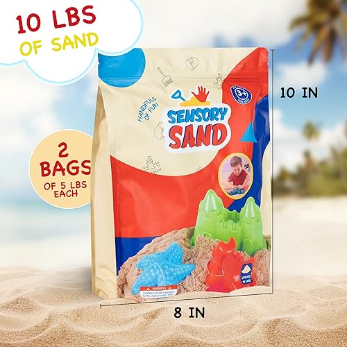 Miniatura 3 de Sensory Sand Tamaño a granel de 8 libras, multicolor con azul, naranja, verde y amarillo, arena de juego sensorial en contenedor