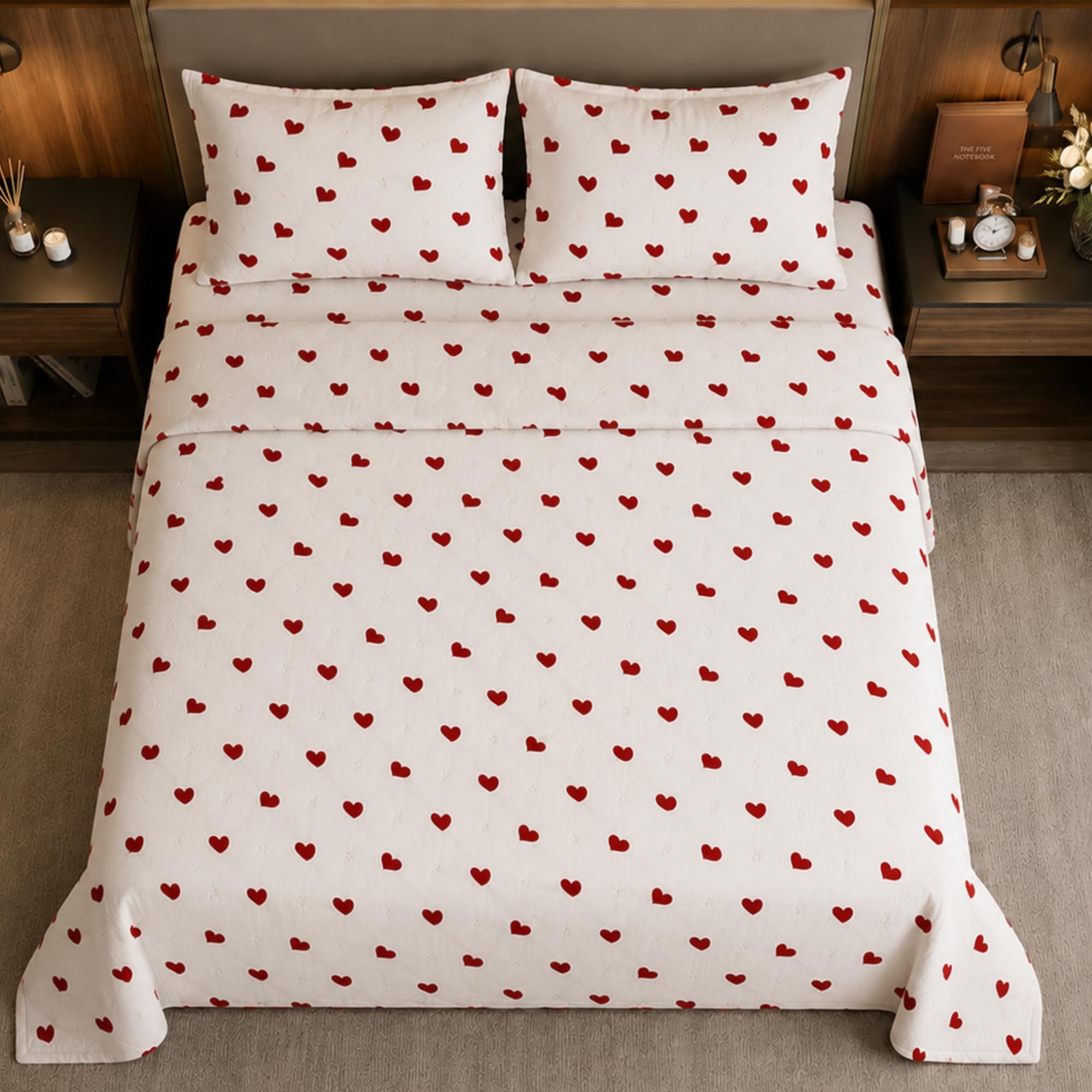 Raymond Inspired 100% Cotton Printed Double Bed Bedsheet with 2 Pillow Covers | Soft Breathable King/Queen Size 108x108 Inch Heart Print Bed Sheet Set | Premium Home Furnishing-image-29