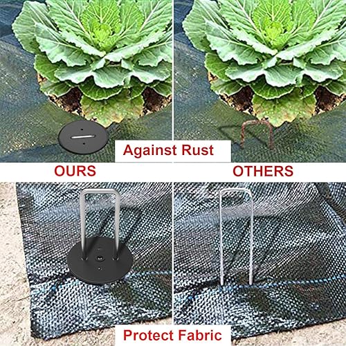 Miniatura 3 de AAGUT Paquete de 100 grapas de paisaje con tapas de arandela de juntas, estacas de barrera de vapor de 6 pulgadas, estacas de metal para jardín,